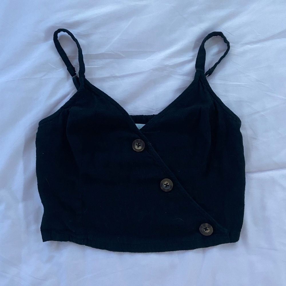 hollister button top with shirred back